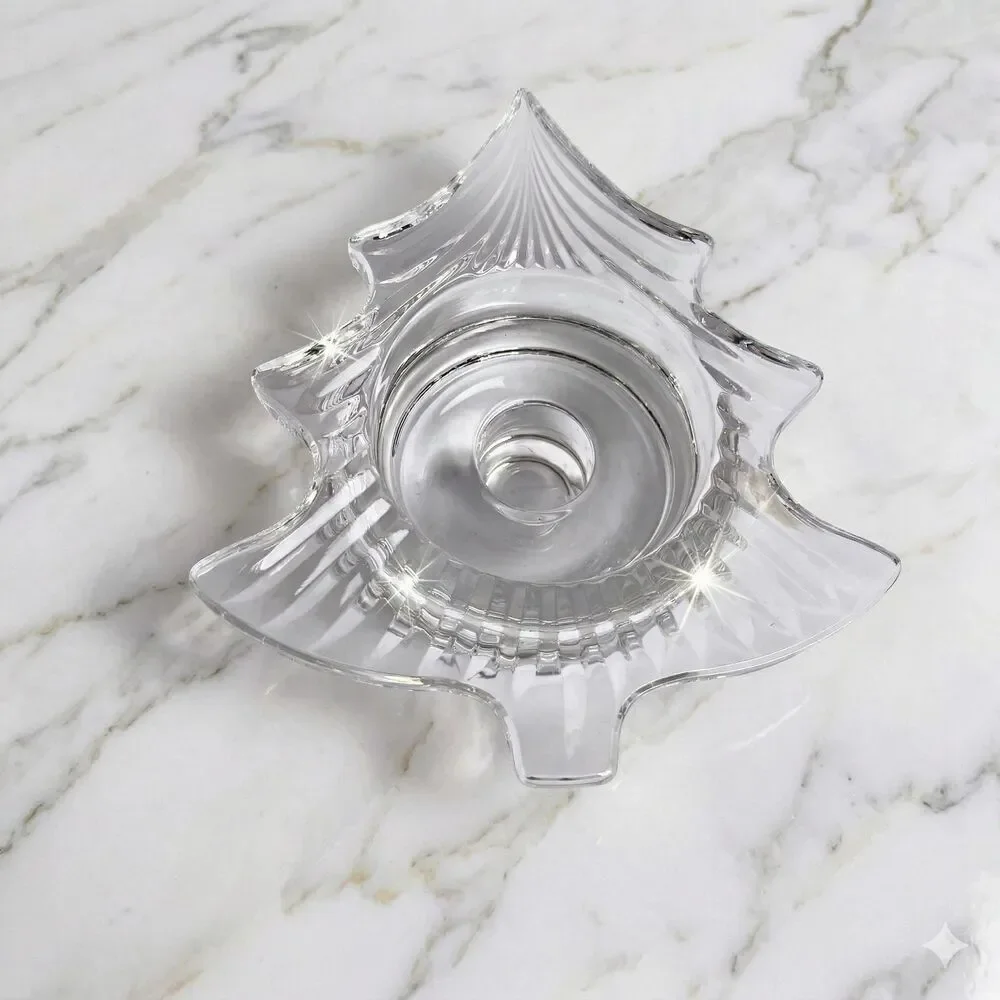 Vintage Mikasa Crystal Christmas Tree Votive Holiday Candle Holder Original Box